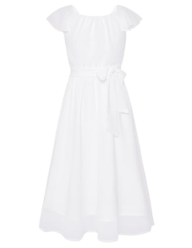 GRACE KARIN Dress for Girls Summer Easter Special Occasion Formal Party Pageant Fancy Wedding Fashion Dress Size 7 White