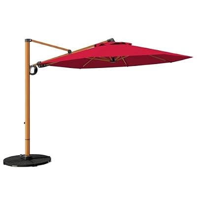 Grand patio 10FT Patio Umbrella, Aluminum Cantilever Umbrella with Round Canopy, Outdoor Offset Umbrella for Patio, Garden, Deck, Red