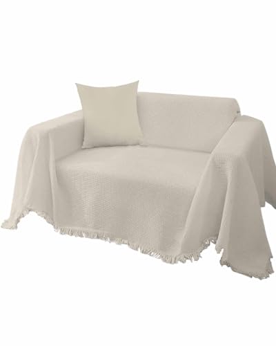 Ivory White Sofa Cover Couch Cushion Slipcover,Solid Color Pure Contemporary