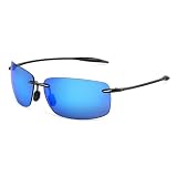Heren Klassieke Sport Randloze Zonnebril Heren Dames Man Rijden Ultralight Frame Zonnebril UV400,Blauw,1