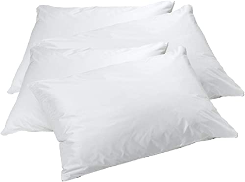 Elaine Karen 4-Pack Vinyl Pillow Protectors - Queen Size Zippered Pillow Covers - 100% Waterproof Bedbug Proof - Washable and Reusable Pillow Encasement Covers