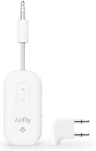 Twelve South AirFly Pro 2 Deluxe | Drahtloser Sender/Empfänger mit Audio-Sharing für bis zu 2 AirPods/drahtlose Kopfhörer - Flugzeug, Fitnessstudio, Auto