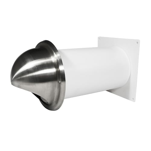 EASYTEC® Mauerkasten DN150 mit Teleskoprohr, Rückstauklappe & Edelstahl-Blende für Dunstabzugshauben Ø 150 mm