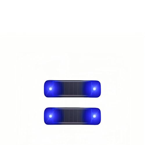 MBHKRRS 2Pack Solar Warning Lamp, Waterproof Mini LED Solar Car Flashing Alarm Safety Lamp Bar Emergency Security Strobe Light for Bike Motorcycles SUV Truck Vehicle Night Driving (Blue)