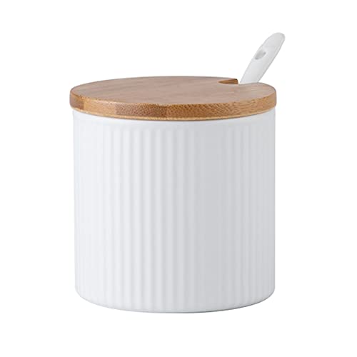 OnePine 300ml/10.56 oz Azucarero, azucarero de cerámica con tapa y azúcar cuchara, diseño clasico, perfecto para el hogar y la cocina