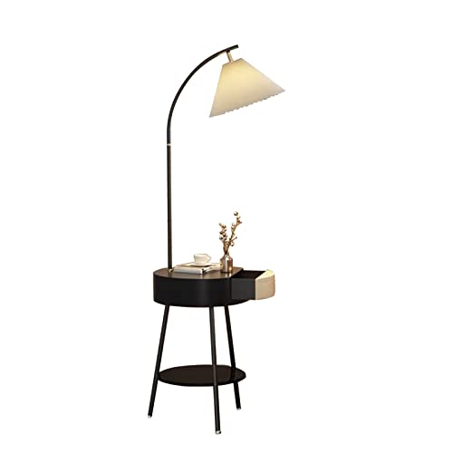 Table de Chevet à LED Noir avec Station de Charge et Tiroirs de Rangement Modulables