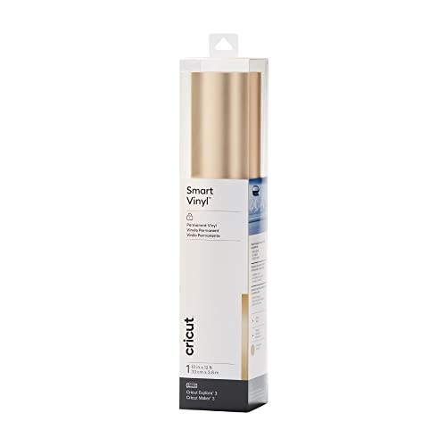 Image of Cricut Smart Vinyl Permanent Matte Metallic - 13in x 12ft - Vinyl for Permanent /Outdoor Decal Projects - Matless Cutting with Cricut Explore 3 /Maker 3 - Champagne