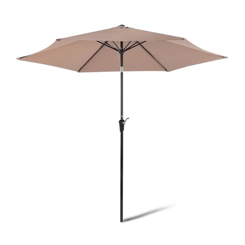 Amazon Basics Sombrilla para Terraza con Manivela y Botón de Inclinación, 305cm, Color Beige