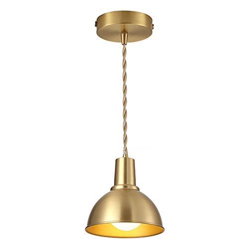 Lámpara colgante de latón industrial de 6.7 pulgadas con altura ajustable para techo de bar