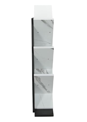 Image of SBF Furniture Modern Tree Shape Wood Bookcase, 7-Tier Book Rack, Storage Rack Shelves in Living Room, Free-Standing Books Holder Organizer, Space Saver for Home, Office, Set of 1 (DIY) (Black &White)