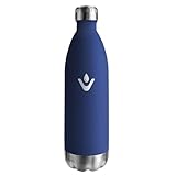 Trinkflasche Edelstahl 1L, Auslaufsicher Isolierflasche, BPA-Frei, Vakuum Thermosflasche, Trinkflasche Kohlensäure Geeignet, Wasserflasche für Laufen, Büro, Schule, Gym, Sprudel, Camping, Yoga