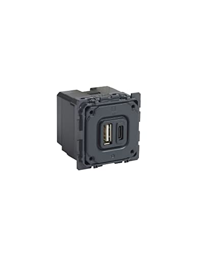 Legrand 067465 Chargeur Double USB Céliane, Type A et Type C, 3A, 15W