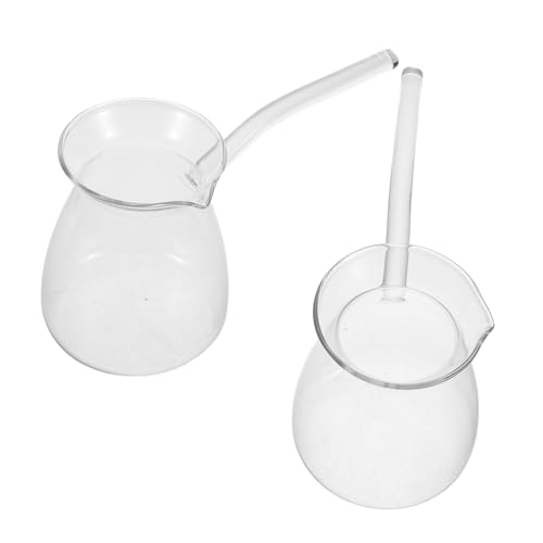 Unomor 2pcs Turkish Coffee Pots Heat Resistant Glass Boiling Pot with Side Handle for Tea Milk Warming and Melting Elegant Kitchen Essential for Home