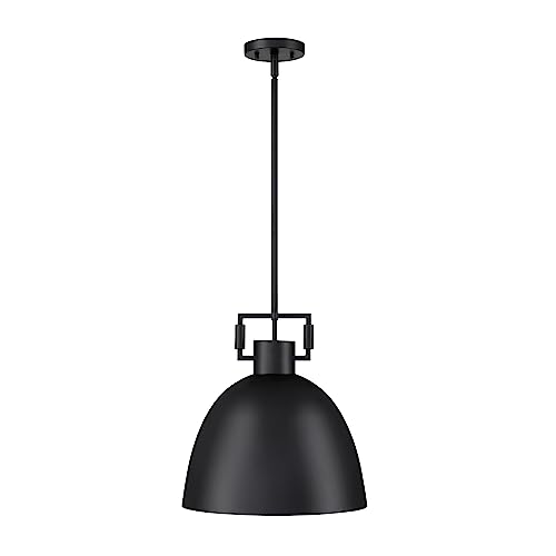 Nathan James Leigh Pendant Lighting, Hanging Ceiling Light with Oversized Metal Shade and Adjustable Cord, for Kitchen Island or Entryway, Matte Black by Nathan James - Image 7