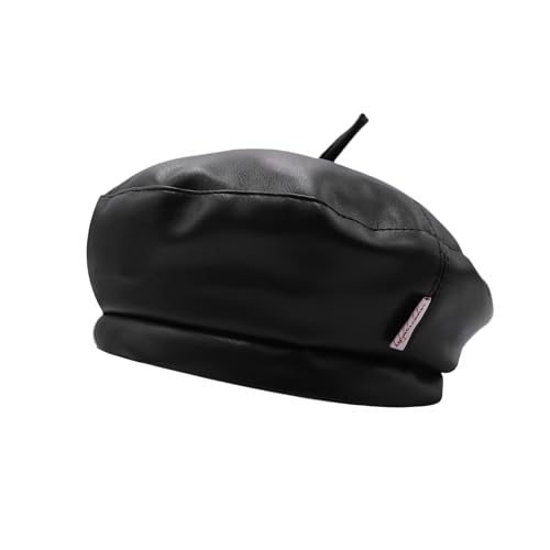 Women's Classic PU Leather French Beret Hat Retro Beanie Hat Artist Beret Cap Adjustable Painter Pumpkin Cap2