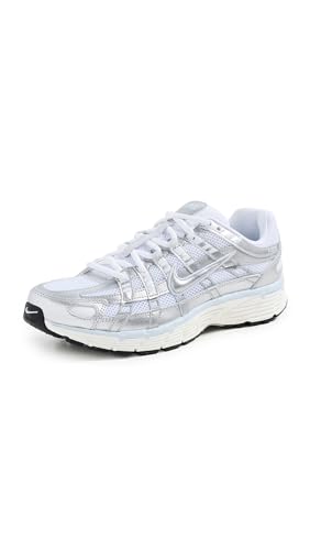 NIKE Femme P-6000 Sneaker, White/Metallic Silver/Blue Tin, 35.5 EU