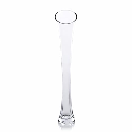 Image of Floralcraft® 40cm Sabrina Glass Vase – Tall Slim Clear Flower Vase with Weighted Base – Elegant Centrepiece for Weddings, Events & Home Décor