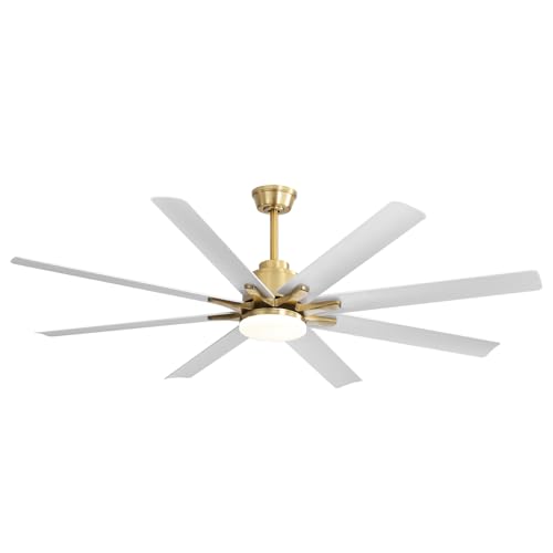 Image of Sofucor 52 Inch Smart Ceiling Fan with Lights, Indoor /Outdoor Ceiling Fan with Light and Remote, Work with Alexa /Google, Quiet DC Motor, Reversible 6-Speed White Ceiling Fan for Bedroom Patio Garage