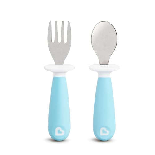 Munchkin Raise Toddler Fork and Spoon 2 Piece Set, Blue