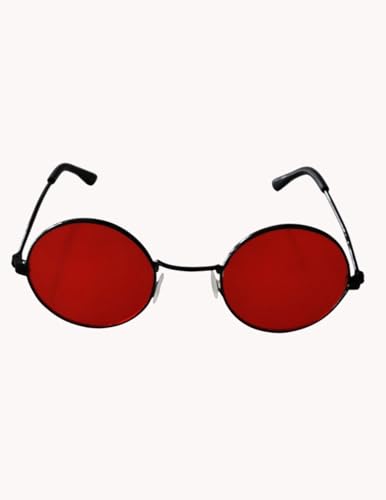 Image of BookMyCostume Kids Round Red Sunglasses - Circular Sunshades for Boys and Girls - Fashion Summer Outdoor Eyewear Accessory for Birthday, Photo Shoots, and Fancy Dress | Aged 2 to 8 Years