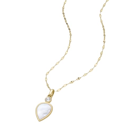 Image of Fossil Women's Gold-Tone Stainless Steel Pendant Chain Necklace for Women