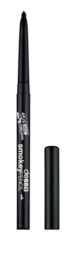 deBBY, smokeyPENCIL Waterproof, Matita Occhi Retraibile Resistente all'Acqua, Lunga Durata 24 Ore, Punta Sottile per un Eyeliner Preciso, Texture Cremosa, Colore 01 Nero