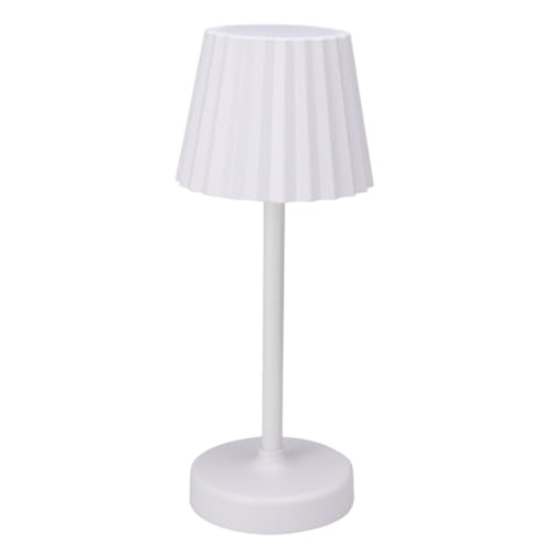 Meinposten Tischleuchte Lampe Leuchte LED weiß schwarz Batterie Leselampe Nachttischlampe (Weiß geriffelt)