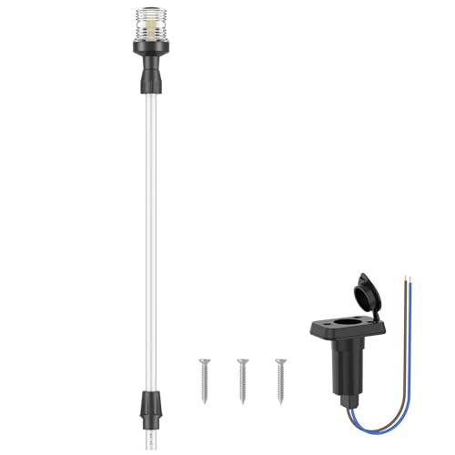 Obcursco Boat Stern Lights, Telescoping Pole 27'-48' LED Anchor Light with Base, 12V Adjustable 3NM...