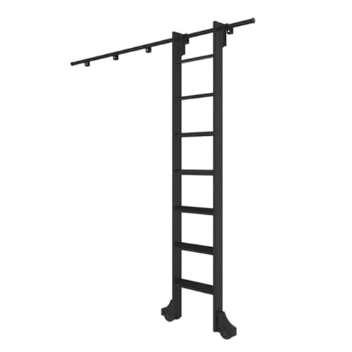 Rieles de escalera móviles para solucionar problemas de espacio en librerías altas 2