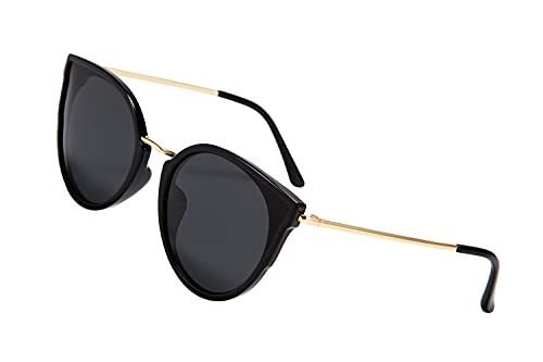 FEISEDY Vintage Polarized Cat Eye Sunglasses for Women Oversized Round Sunglasses Anti Glare B7000