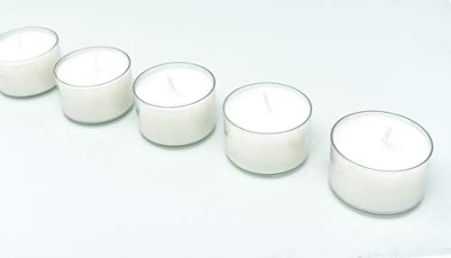 Premium Tealights Rapeseed Wax Transparent Clear Cup Tea Lights White Wax Unscented Night Lights Candles Vegan Wax Non-Toxic (100 Natural Tealights - 4 Hour Burning Time)