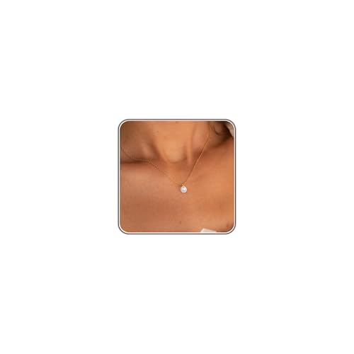 AFSTALR Pearl Necklaces for Women Gold Chain with 10mm White Teardrop Shape Pearl Pendant Charm Coker Necklace Jewellery Sets Gifts for Girls Ladies 43+5CM
