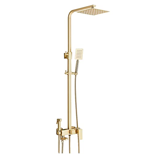 Robinetterie douche or brossé contre la rouille avec mitigeur 4 voies et pulvérisateur bidet