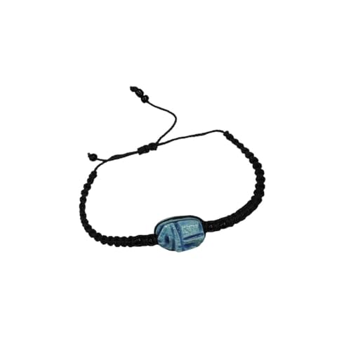 Pulsera egipcia de hilo ajustable con el escarabajo egipcio de piedra amuleto y talisman para la buena suerte