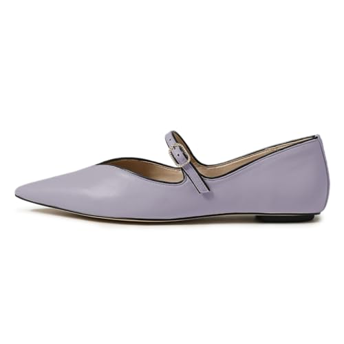 Tang'scuisins Women Casual Mary Jane Ballet Flats Closed Pointed Toe Buckle Pumps Soft Party Dress Comfortable Shoes Size 4-16 US