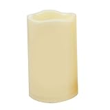 iZAN Outdoor Flameless LED Candles with Timer - Waterproof Plastic Realistic Flickering Battery Operated LED Pillar Candles Long Lasting 1500 Hours Battery Life 3”x5” Waved Edge
