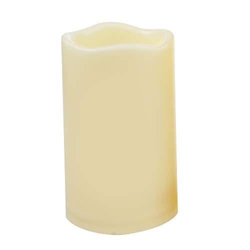 iZAN Outdoor Flameless LED Candles with Timer - Waterproof Plastic Realistic Flickering Battery Operated LED Pillar Candles Long Lasting 1500 Hours Battery Life 3â€x5â€ Waved Edge
