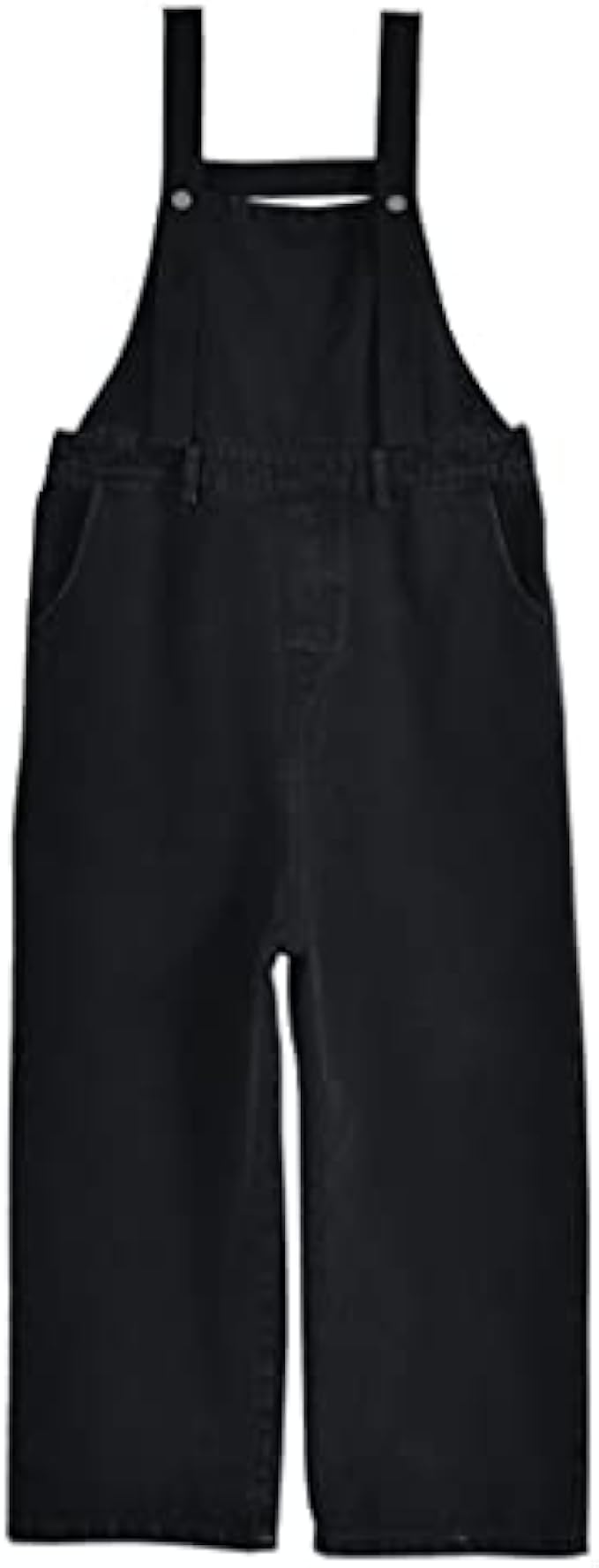 DSFEOIGY Literature and Art Leisure Fashion Loose Comfortable Broad Leg Along Jeans Straps Trousers (Color : Blac, Size : L Code)