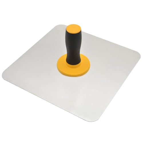 Calolin Stainless Steel Plastering Hawk 11.8 x 11.8 in, with Soft Grip Handle, Lightweight 20.5 oz Mortar Board Holder, Smooth Surface Masonry Hawk for Cement Application