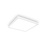Details: Die Bürolampe hat die Maße 293x293x28mm (LxBxH) Daher ist sie extrem dünn, unauffällig und nimmt keine wertvolle Raumhöhe weg. Mit der Schutzart IP20 ist sie nur für trockene Räume geeignet