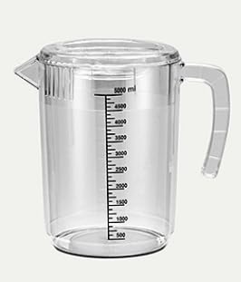 水筒 冷水筒 ウォーターピッチャー 水差し スケール付きプラスチック製 ジュースポット お茶 大容量 耐熱冷 やかんやかんジュースしお茶 麦茶 業務用 抗菌 仕様 ピッチャー 食洗機対応 (5000ml,とうめいしょく)