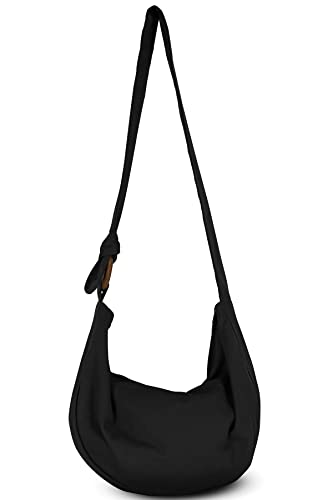 Image of Hobo Crossbody Bag for Women - Handmade Cotton Boho Purse with Wooden Ring | Lightweight Slouchy Shoulder Sling Tote Bag