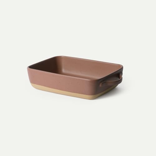 Image of Mora Ceramic Baking Dish with Handles For Casserole, Lasagna, Gratin, Broiling, Roasting, and Baking. Large 9x13 in Pan, Extra Deep - Porcelain Serving Bakeware from Oven to Table. Freezer Safe - Teracotta