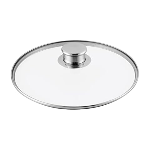 Gastrosus 163930-28 Glasdeckel Industar 28 cm, Pfannendeckel aus Glas mit Edelstahlrand, Universaldeckel 28 cm Glas mit Edelstahl Cover
