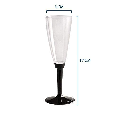 DUE ESSE S.N.C. DI SABATINI ALDO & C. 100 copas de champán base negra + 100 copas de vino o agua, base negra para componer, ideales para fiestas, fiestas, eventos, aperitivos