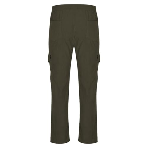 Cargo Corduroy Pants Men Pull On Elastic Waist Relaxed Fit Pants Straight Leg Casual Cargo Pants with Pockets3