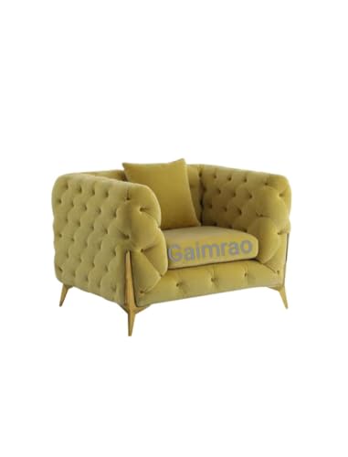 Image of 4 Seater Sofa Set Modern Classic Chesterfield Style Fabric Velvet with Pillows for Living Room, Bedroom and Office and Hallway (3+1+OTTO Mehdi FC)