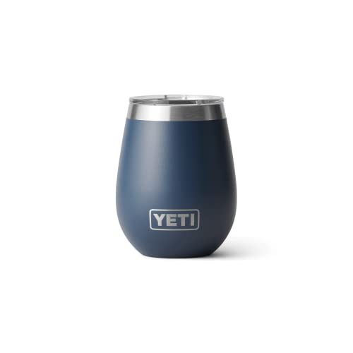 YETI Rambler Wine Tumbler, Vacuum Insulated Stainless Steel Tumbler with Magslider Lid, Navy, 10 oz (295 ml)