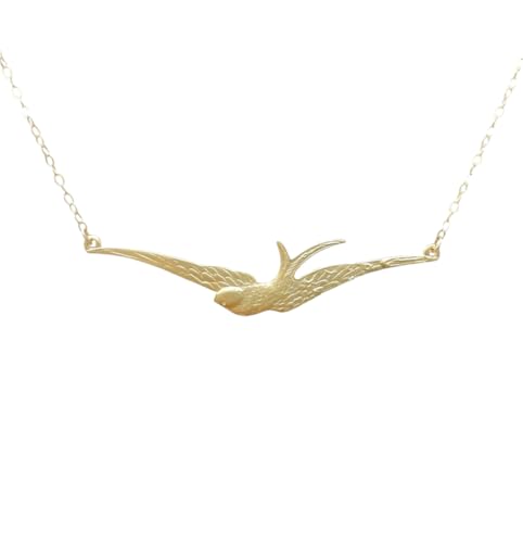 JENNYANDJUDE Flying Sparrow Gold-Filled or Sterling Silver Necklace • Delicate Bird Charm Pendant on Fine Gold Chain • Minimalist Daily Piece • Gift for Her, Anniversary, Graduation