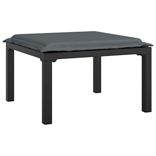 vidaXL Gartenhocker, Sitzhocker mit Kissen Stahlrahmen, Modular Hocker für Garten Terrasse, Fußhocker Gartenmöbel, Schwarz Grau Poly Rattan